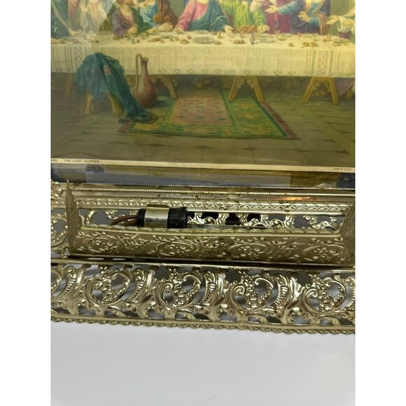 VTG Mid-Century Modern Last Supper Art Print Ornate Metal Frame Religious Decor - Picture 3 of 10